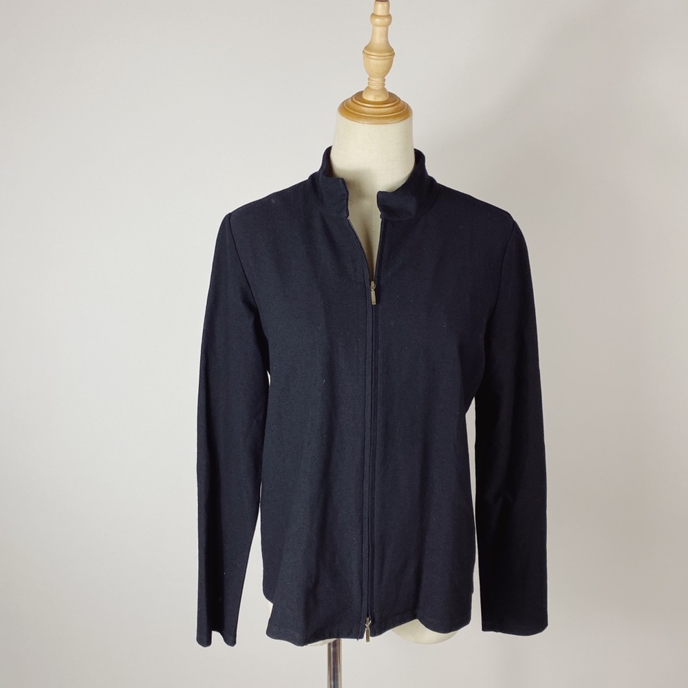 EILEEN FISHER Viscose Blend Knit Zip Front Blazer